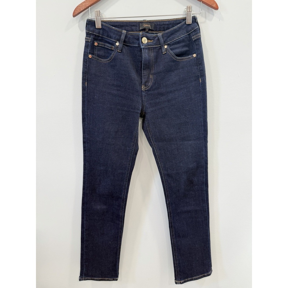 Quince Women's Size 26 Dark Wash Skinny Jeans Organic Cotton Stretch Denim - Picture 4 of 12
